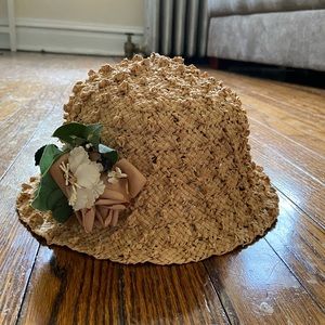 Vintage 1920s inspired straw cloche hat